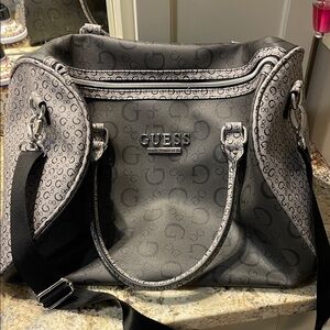 GUESS Gray Logo Tote with Contrasting Trim